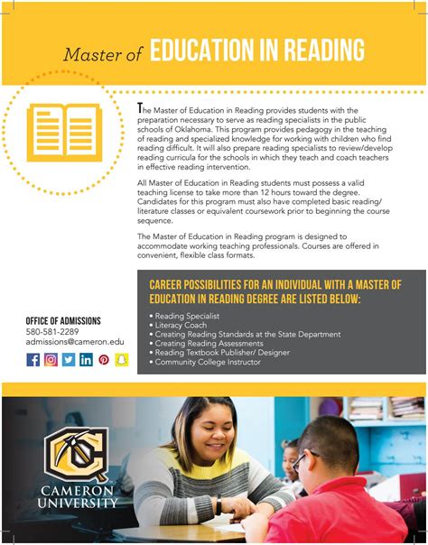 Master of education. A master's degree in literacy education from the University of Missouri (Mizzou) can help you advance your career in reading .... 