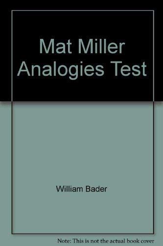 Full Download Mat Miller Analogies Test By William Bader