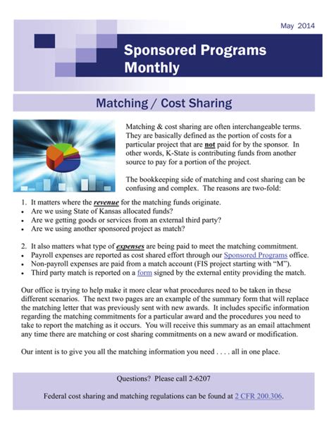 Match/Cost Share Office of Sponsored Programs University of …