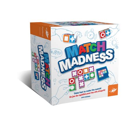 First player to succeed grabs the card and a new matching race starts. Tensions rise as you scramble to outpace and outsmart your opponents in this ingenious game of perception. So fire-up your neurons and be transported by Match Madness! Fast paced and lots of action. A game of quick visual recognition. 60 challenge cards for high replay value.. 