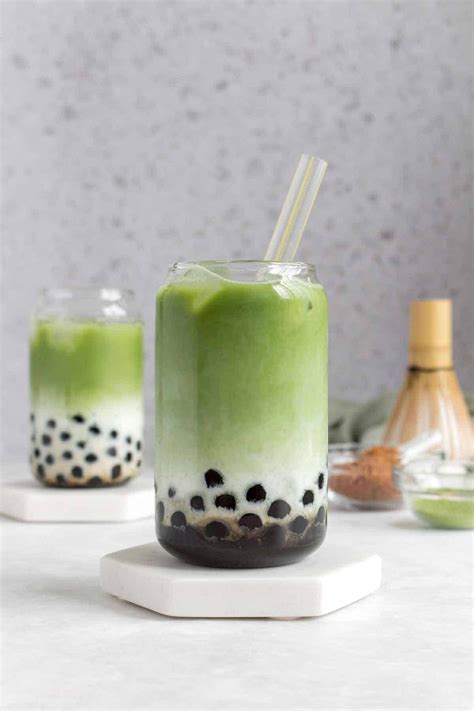 Matcha bubble tea. Ingredientes · 25 g perlas de tapioca · 1 cda azúcar a gusto · 150 ml leche de vaca, soja, avena,… · 60 ml agua caliente (80 ºC) ... 