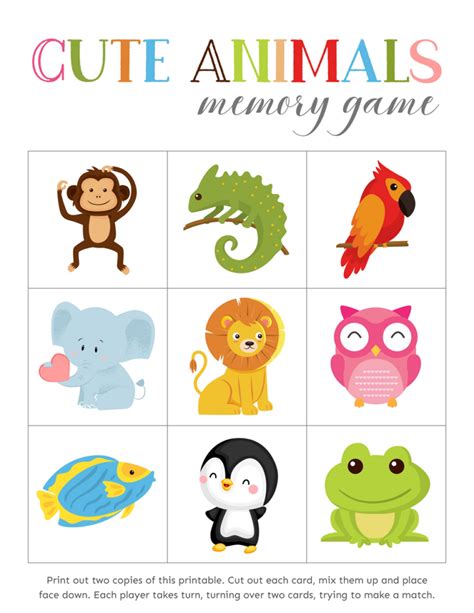 Matching Game Template Printable