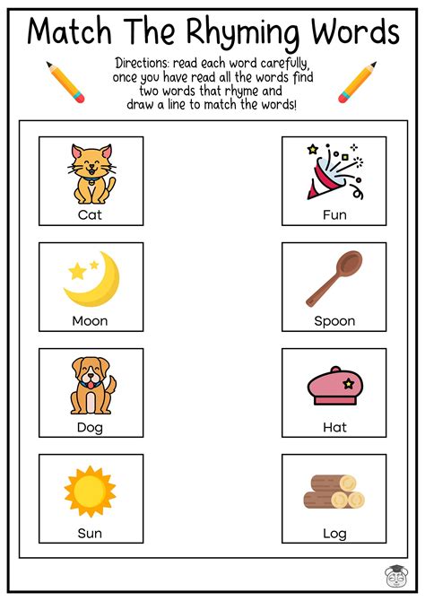 Matching Rhyming Words Worksheet