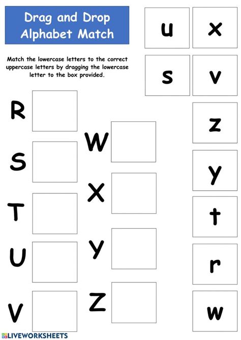 Matching Uppercase and Lowercase Alphabets AI Interactive worksheet