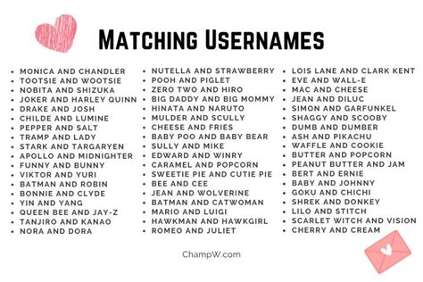 30 Comments. yuno MATCHING : sun + moon, dark + light, lala + okok, asleep + awake, cereal + milk, Tik + Tok, cat + dog, nagi + reo (blue lock reference) k idk if P1MP will get accepted. H tip - always put lowercase letters as your name or if your using numbers do capital letter. This will make your user stand out-ish.. 