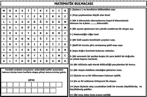 Matematik Bulmaca Cevapları. 