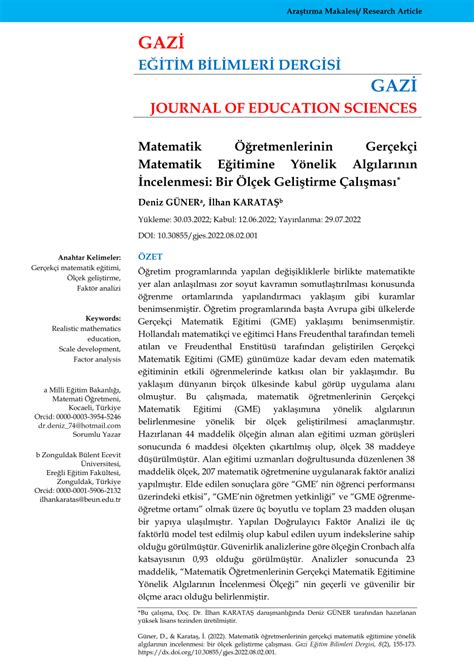 Matematik Eğitimi ResearchGate.
