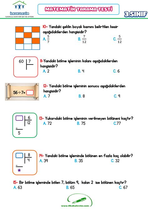 Matematik tarama testleri pdf