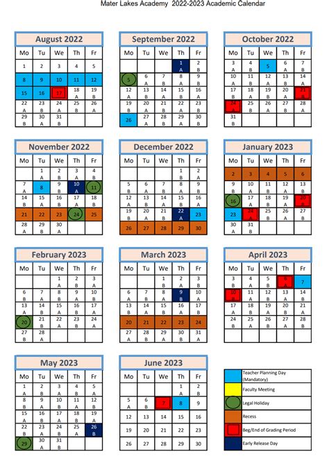 Mater Lakes Academy Calendar