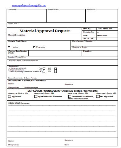 Material Approval Form