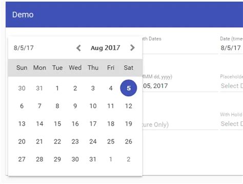 Material Design Date Picker with Angular Material Angular Script
