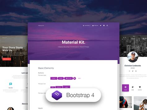 Material Kit Free Bootstrap 4 Ui Kit Template Based On Material Design