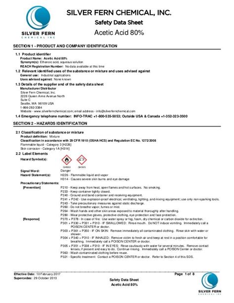 Material Safety Data Sheet Acetic Acid MSDS