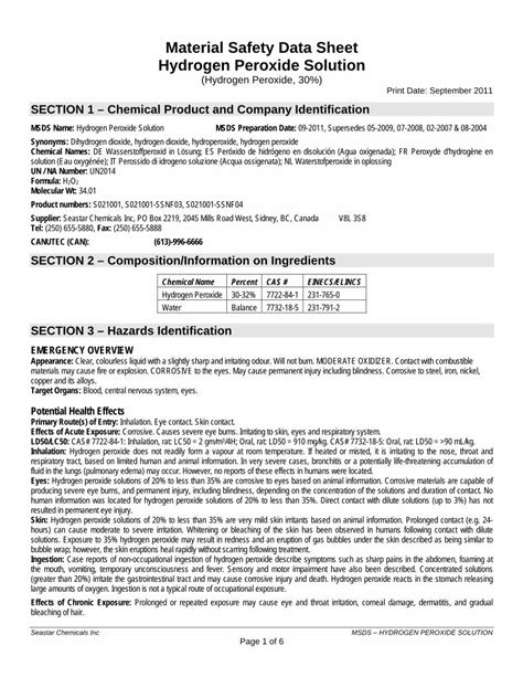 Material Safety Data Sheet Hydrogen Peroxide peroxide .pdfSeastar