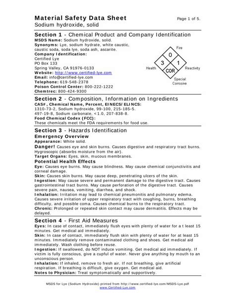 Material Safety Data Sheet Page 1 of 5. Sodium wcam.engr.wisc.edu