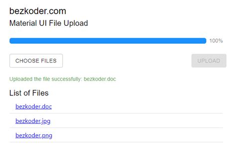 Material ui file upload. js.  The app uses Axios and Rest API for HTTP ...