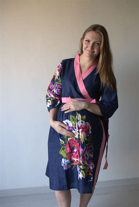 Maternity Hospital Gown Delivery Robe Dark Blue …