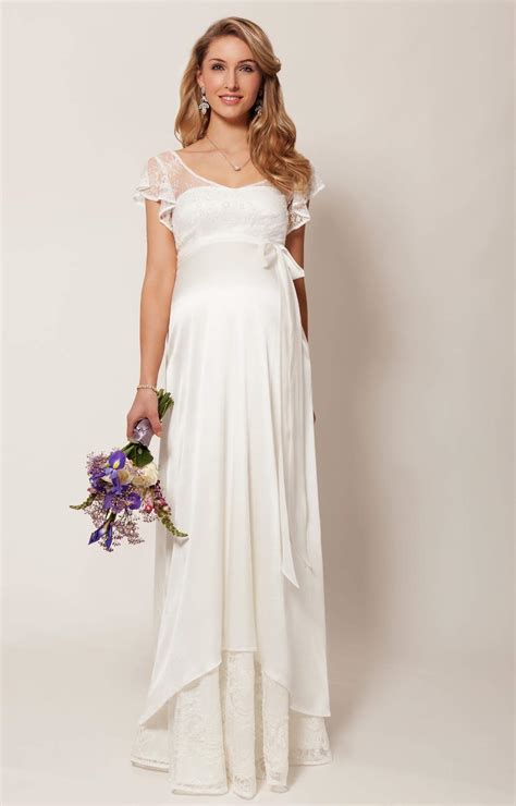 Maternity wedding gown. Maternity. Wedding Dresses. Designed to flatter your figure and your growing bump, our stylish maternity wedding dresses are perfect for walking down the aisle. With a pleated bodice or a line silhouette, you'll feel fabulous and comfortable in one of our ivory maternity wedding dresses. Our wedding gowns come in a variety of styles and shapes ... 