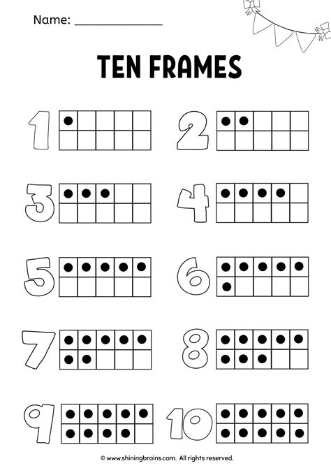 Math 10 Frame Worksheets