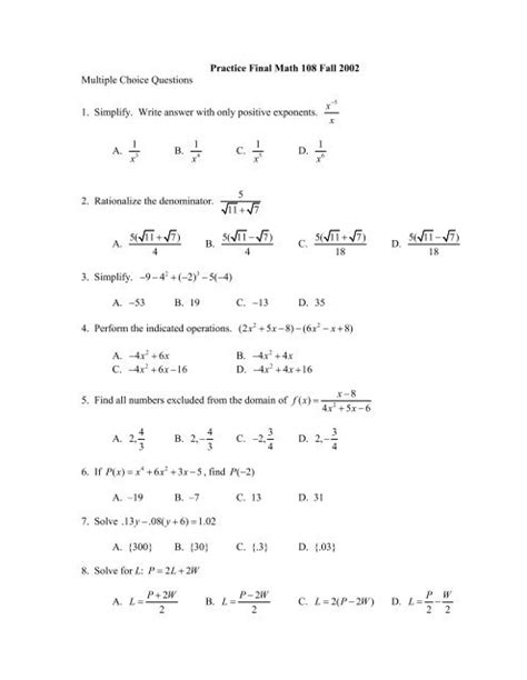 Math 108 njit.  Flax, Published on 09/01/19 PART 1 - MULTIPLE-CHOICE PROBLEMS Only one answer ...