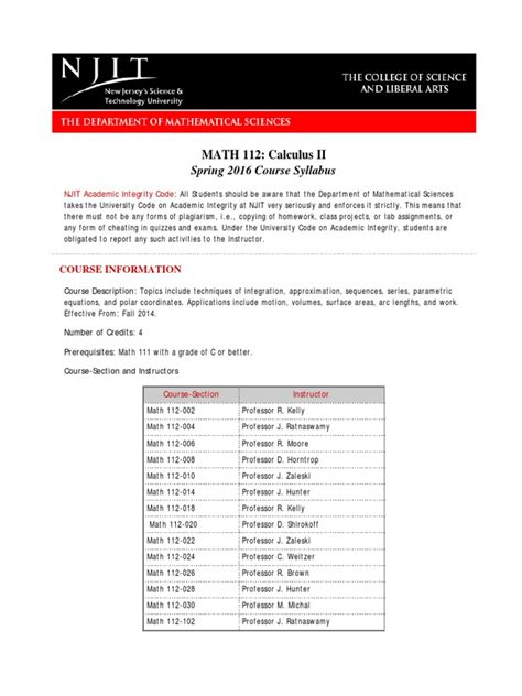 Math 112 njit.  MATH 112 : Calculus Spring 2023 Course Syllabus Students can reach out to the...