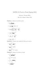 Math 135 Midterm Exam #1 Fall 2017 Midterm Exam #1 10p 1. Find an equation of the line tangent to the graph of f( x) = 2 2 −3 + 1 at = 1. 10p 2. Show that the equation below has at least one solution in the interval [0,1]. Explain your answer. x2/3 = 2x2 + 2x−2 10p 3. Find all solutions to the following equation. 2ln(x) = ln x5 5 −x −ln .... 