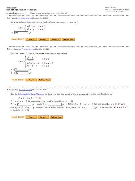 Math 151 Homework 04 PDF PDF