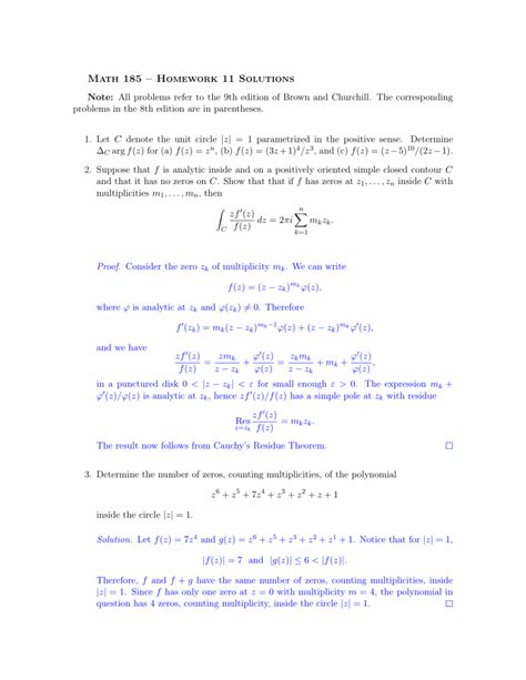 Math 185 Homework 11 Solutions