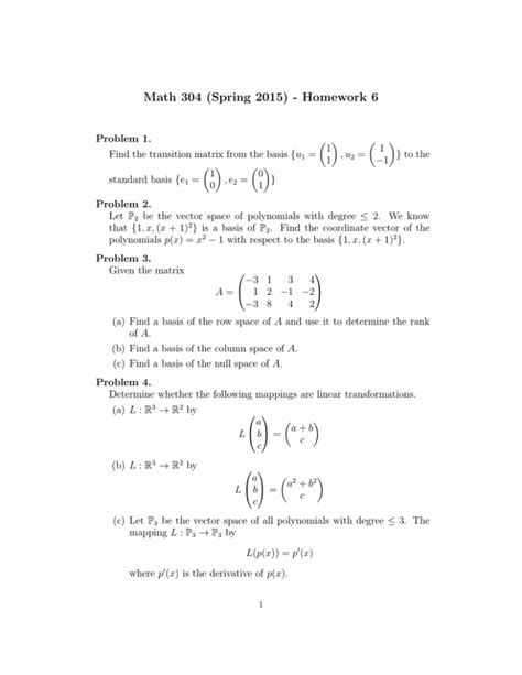 Math 304 Spring 15 Homework 6