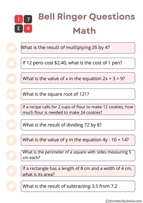 Math Bell Ringer questions & answers for quizzes and …