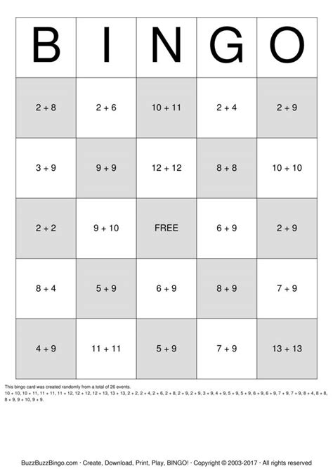 Math Bingo Cards to Download, Print and Customize!