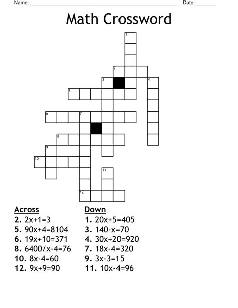 Math CrossWord WordMint