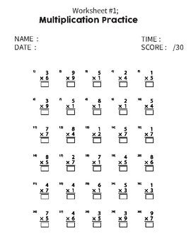 Math Facts Practice Multiplication