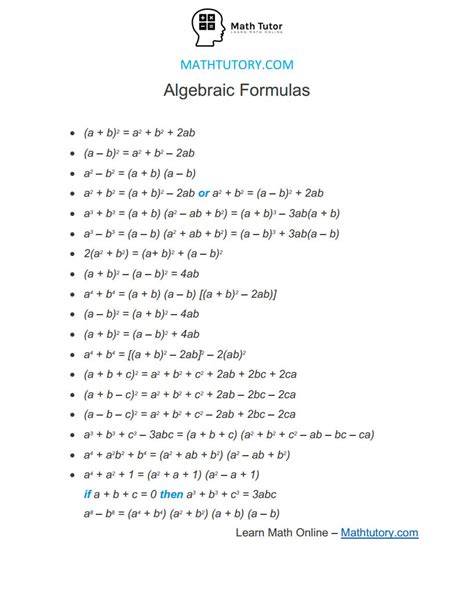 Math Formula For Algebra Math Formula Collections