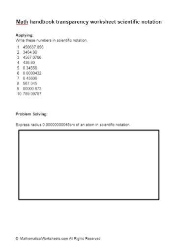Math H Transparency Answer