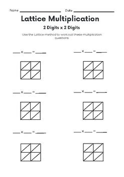 Math Lattice Method Template for Multiplication Lattice method