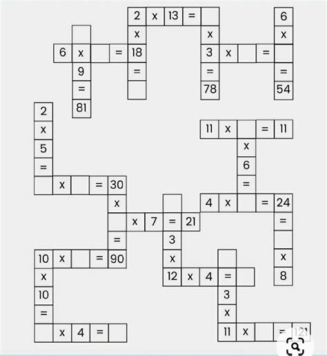 Math Multiplication Puzzles With Answers