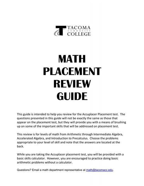 Math Placement Review Guide