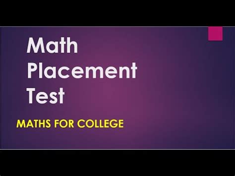 Math Placement Test YouTube