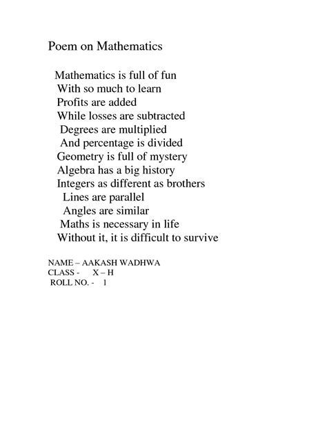 Math Poems With Math Terms Poems about math algebra Math Poems