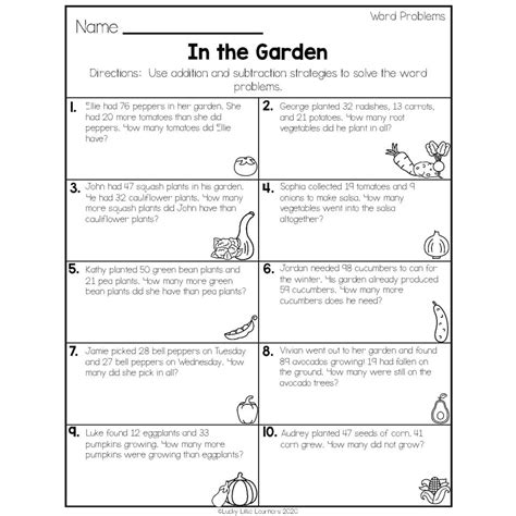 Math Word Problem Worksheets for SecondGraders Worksheets Library