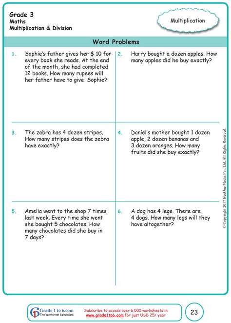 Math Word Problems Grade 3