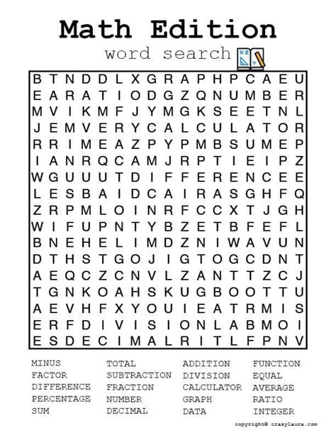 Math Word Search Printable Pdf