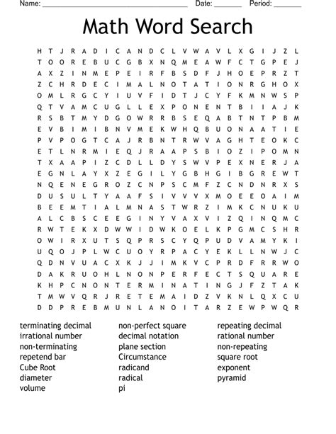 Math Word Search Wordmint