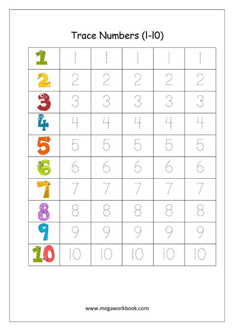 Math Worksheet Number Tracing 1 to 10 Writing numbers, Writing