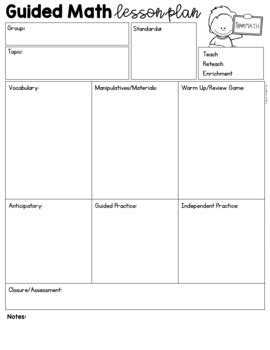Math Workshop Guided Math Editable Lesson Plan Template By Teaching Notions