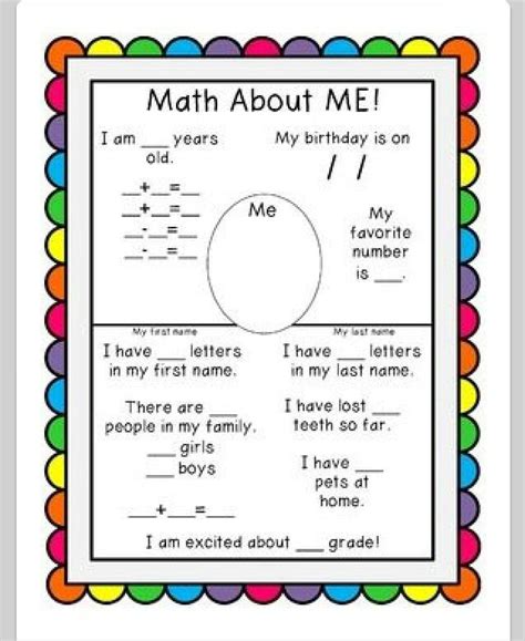 Math all about me. All About Me Template. Start your year a little differently with this fun All About Me Activity where students share information about themselves only in maths equations! There are three different templates included to suit your class. Use the templates that best fit your classroom needs. Instead of writing, students will generate maths ... 