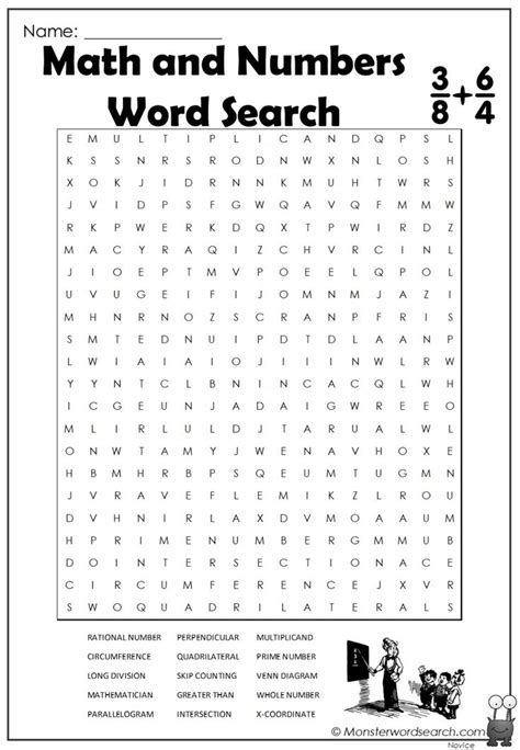 Math and Numbers Word Search