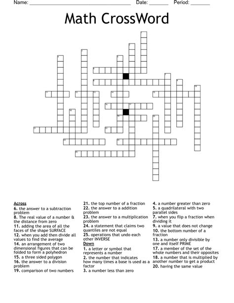 Math class for short crossword clue. Solution For 8. This is a crossword puzle without words. Numbers are the answers instead (a single digit for each square in the grid). ... Additional clue: there are no zeros in the completed grid. ACROSS 1 The first two digits are a prime number; the second two are the next lower prime number 5 A perfect cube 6 A multiple of the cube root of 4 ... 