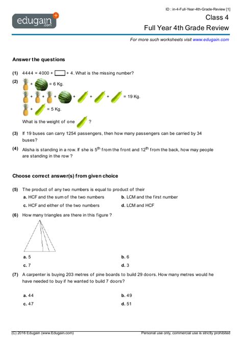 Math for Grade 4 (Competitive Exams) - Edugain South Africa